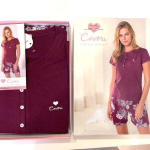 Pigiama Bordeaux Con Pantaloncini A Fantasiaep2042