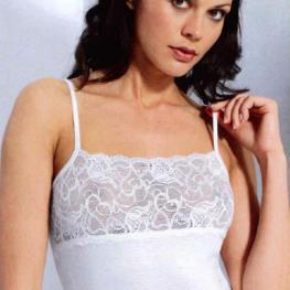 Canottiera Bianca Con Ricamo In Pizzo D212